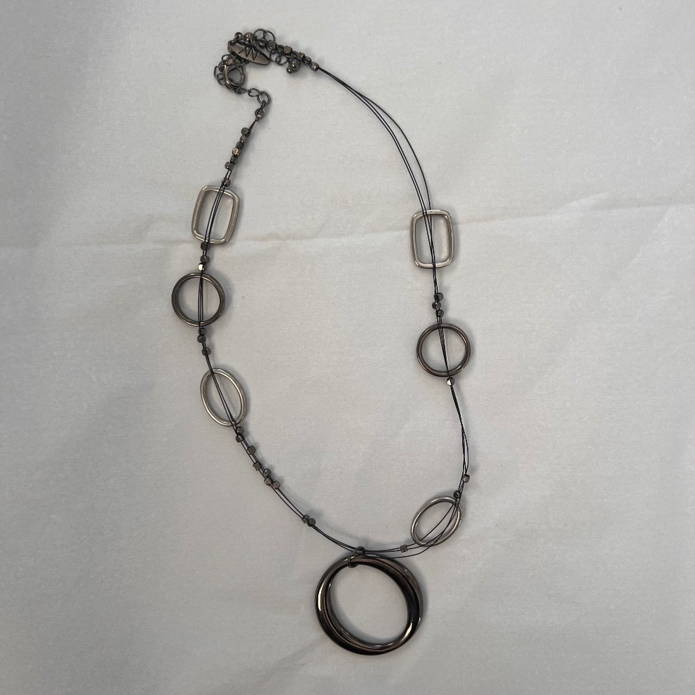 New York & Company Gunmetal Silvertone Circle Beads Necklace